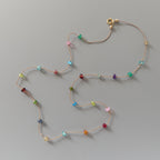 Dainty Rainbow Silk Necklace Multi Gemstone Knotted Silk Necklace Multi Color Beaded Choker Layering Necklace Gift for Women Bridesmaids