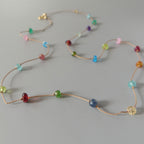 Dainty Rainbow Silk Necklace Multi Gemstone Knotted Silk Necklace Multi Color Beaded Choker Layering Necklace Gift for Women Bridesmaids