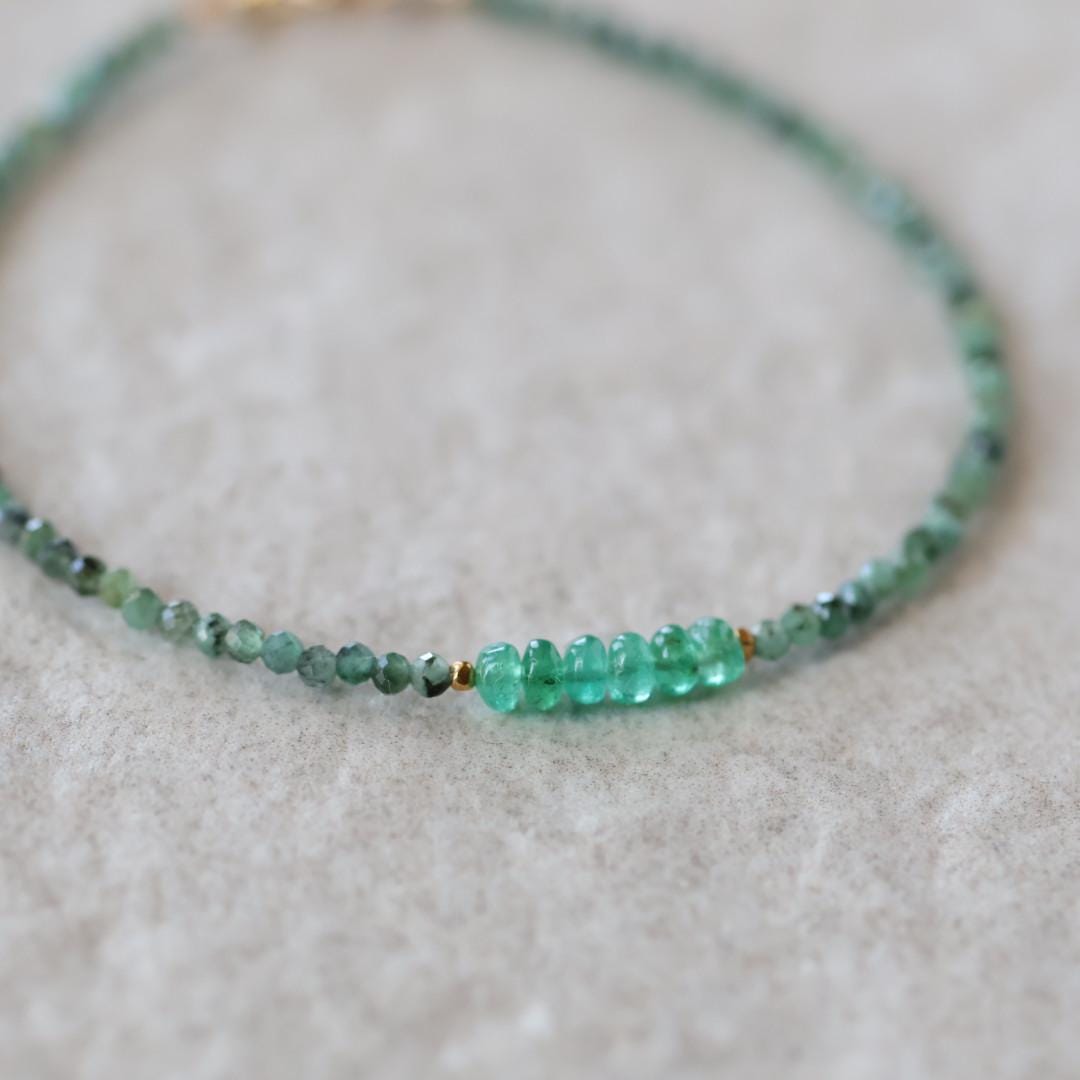 Dainty Emerald Bracelet Simple Zambian Emerald Beaded Green Crystal Jewelry Minimalist May Birthstone Gift 20th Anniversary Bridesmaid Gift