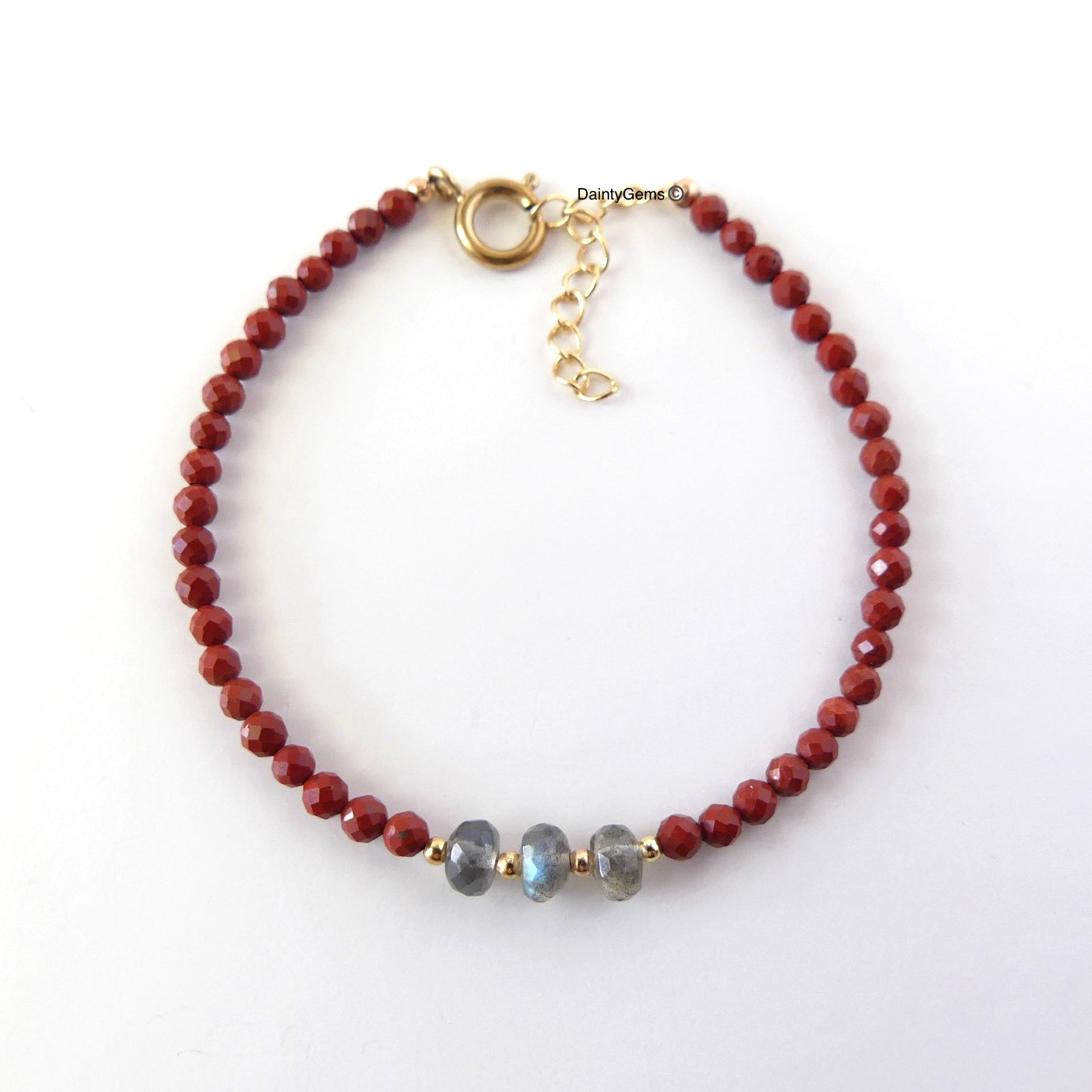 labradorite and red jasper protection bracelet
