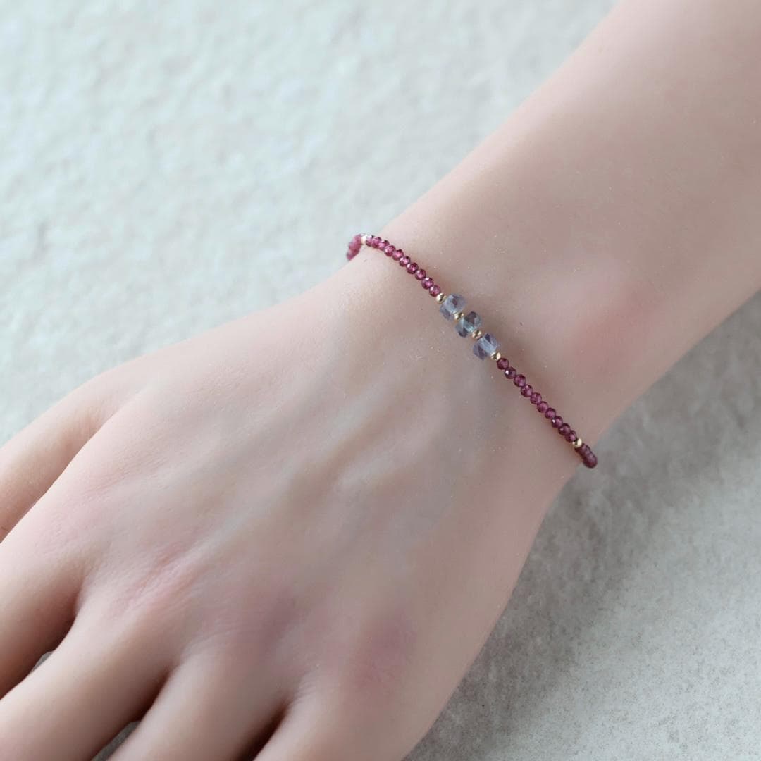 Tiny Alexandrite Bracelet Dainty Rhodolite Garnet Gemstone Beaded Jewelry Minimalist Stacking Bracelet Birthstone Birthday Gift Mom Wife