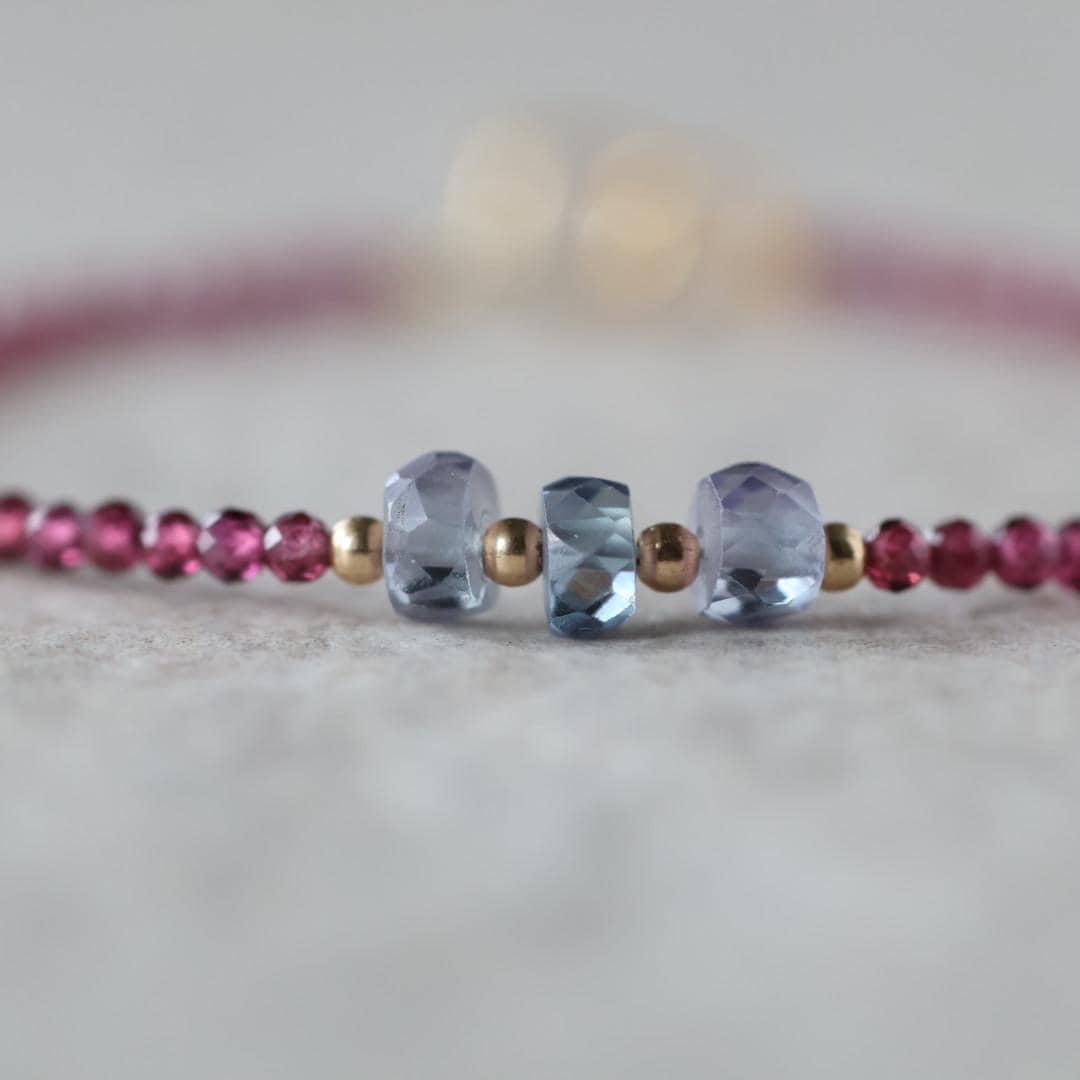 Tiny Alexandrite Bracelet Dainty Rhodolite Garnet Gemstone Beaded Jewelry Minimalist Stacking Bracelet Birthstone Birthday Gift Mom Wife