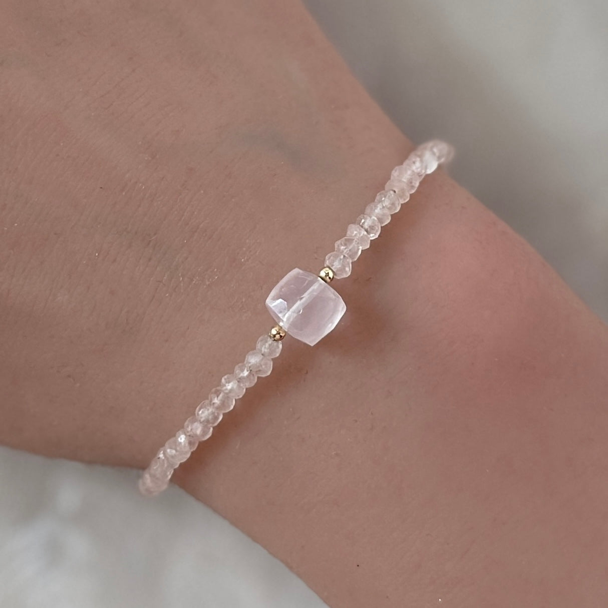 dainty rose quartz beaded bracelet unique self love gift meaningful handcrafted