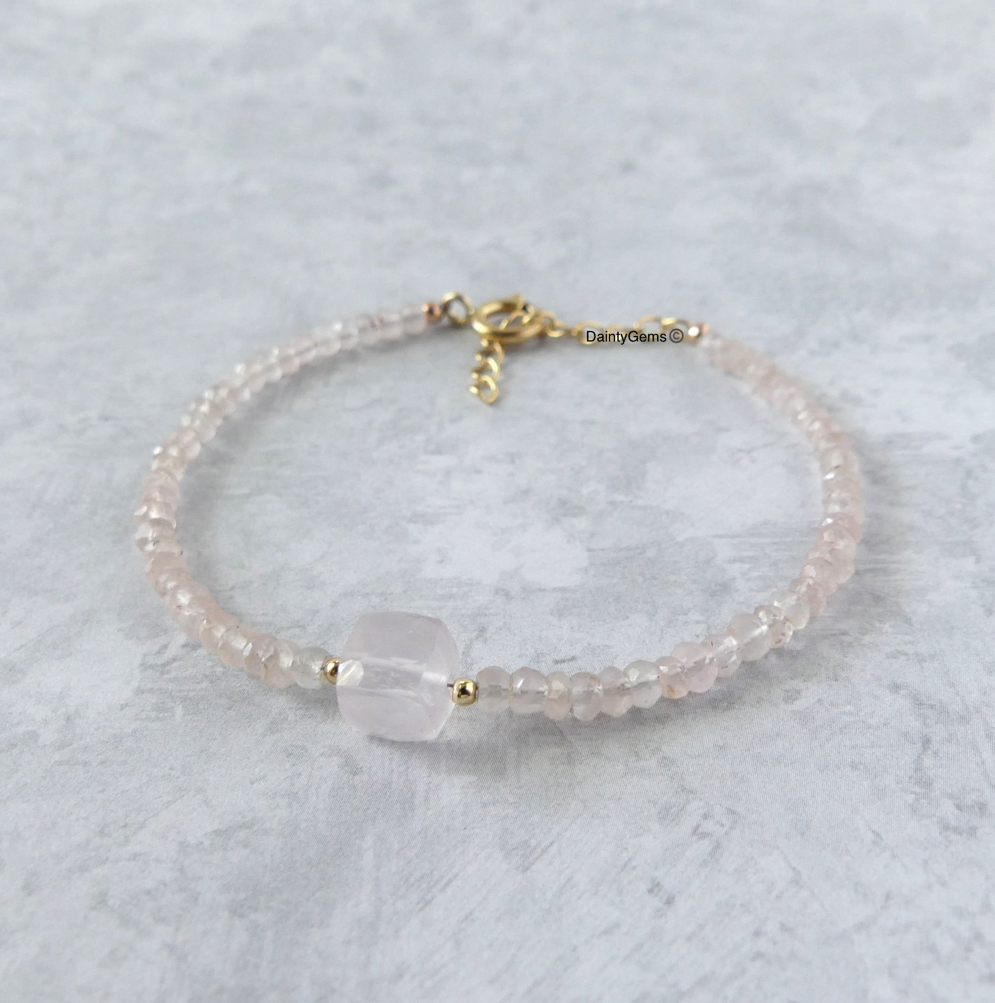 dainty rose quartz beaded bracelet unique self love gift meaningful handcrafted