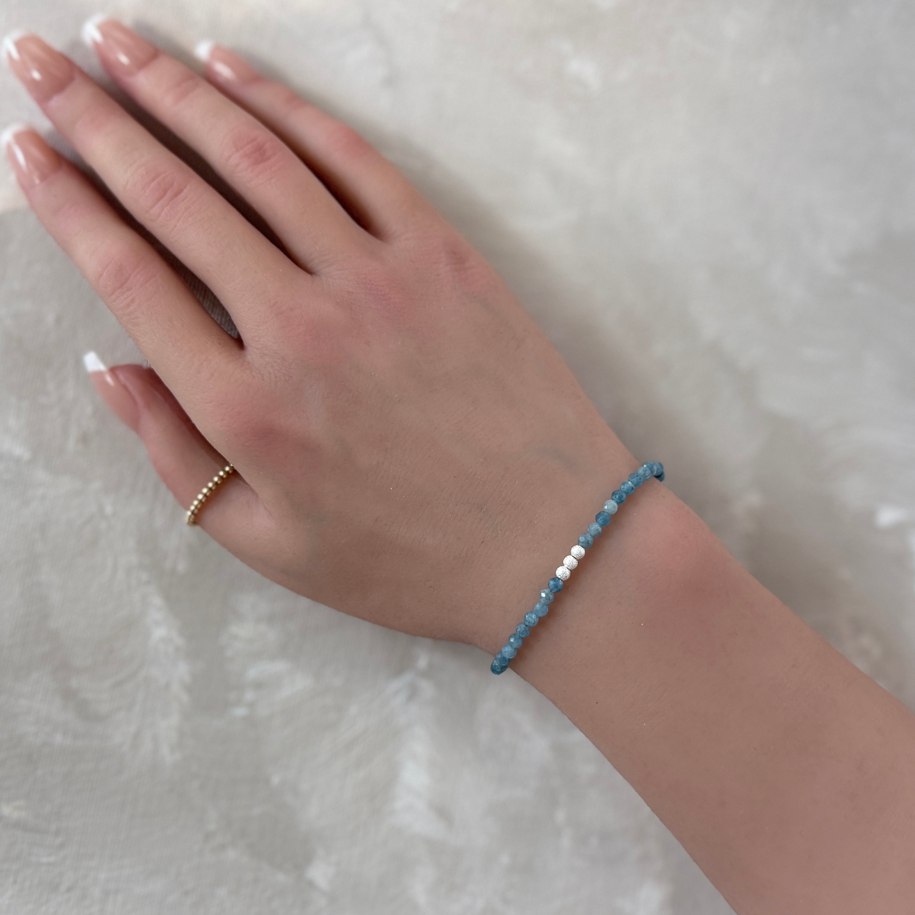 dainty Santa Maria aquamarine bracelet March birthstone jewelry gift meaningful unique handcrafted