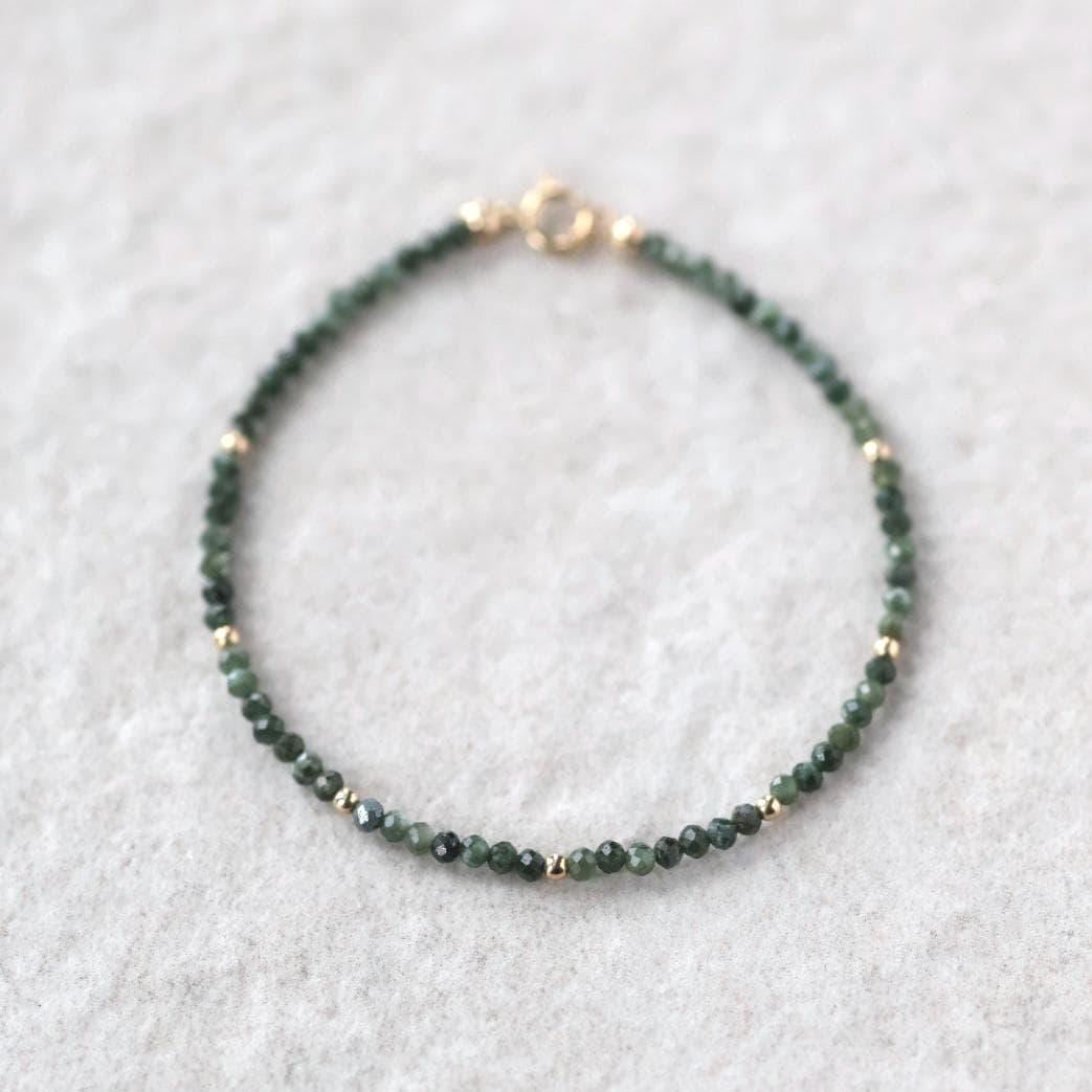 Tiny Seraphinite Bracelet Dainty Gemstone Beaded Bracelet Gold Filled Minimalist Bracelet Healing Birthday Gift Christmas Mom Wife Daughter