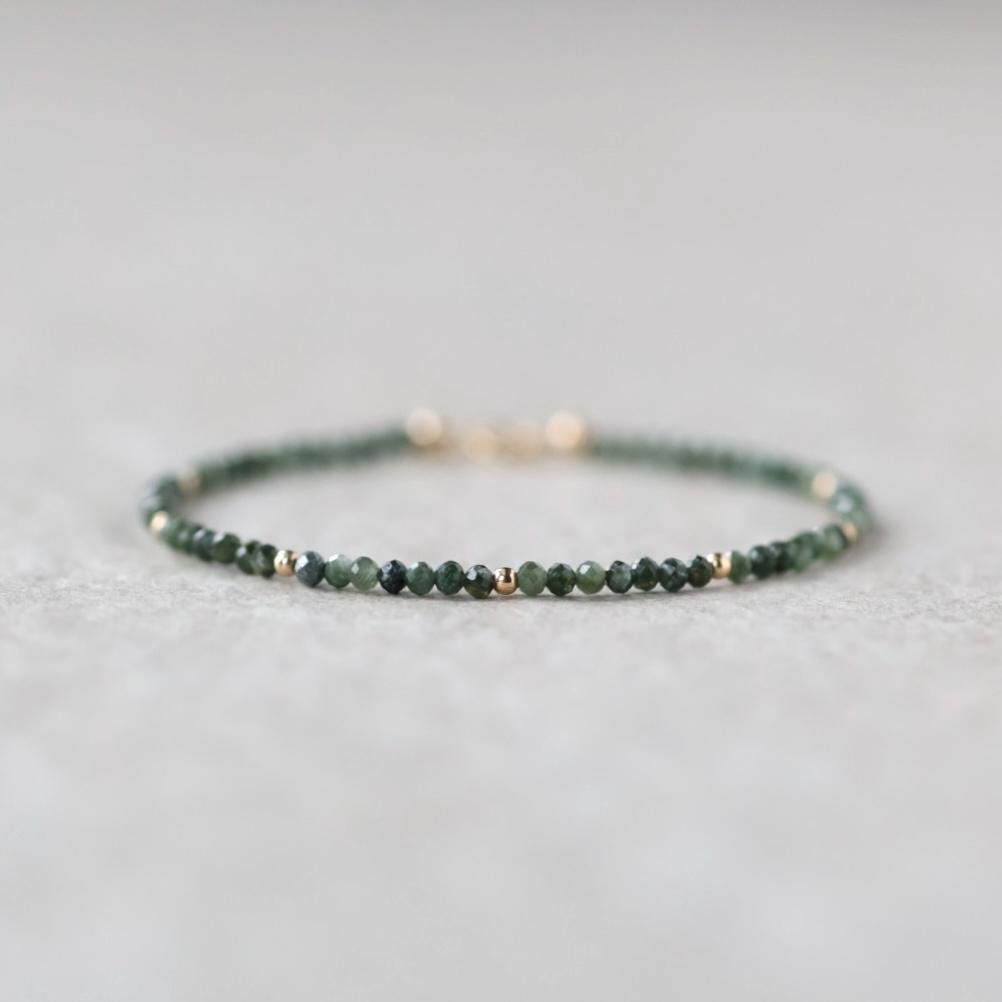 Tiny Seraphinite Bracelet Dainty Gemstone Beaded Bracelet Gold Filled Minimalist Bracelet Healing Birthday Gift Christmas Mom Wife Daughter