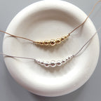 Dainty Silk Cord Necklace 14k Gold Filled Beads Floating Choker Sterling Silver Beads Necklace Delicate Minimalist Jewelry Gift for Women