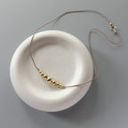 Dainty Silk Cord Necklace 14k Gold Filled Beads Floating Choker Sterling Silver Beads Necklace Delicate Minimalist Jewelry Gift for Women