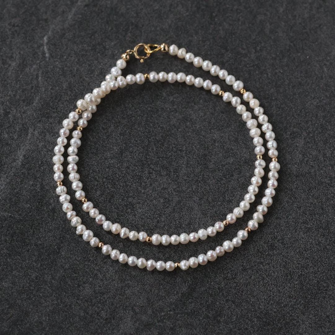 Dainty Pearl Necklace Beaded Pearl Choker Layering Natural Pearl Simple Necklace Minimalist Jewelry Gift June Birthstone Mom Wife Bridesmaid