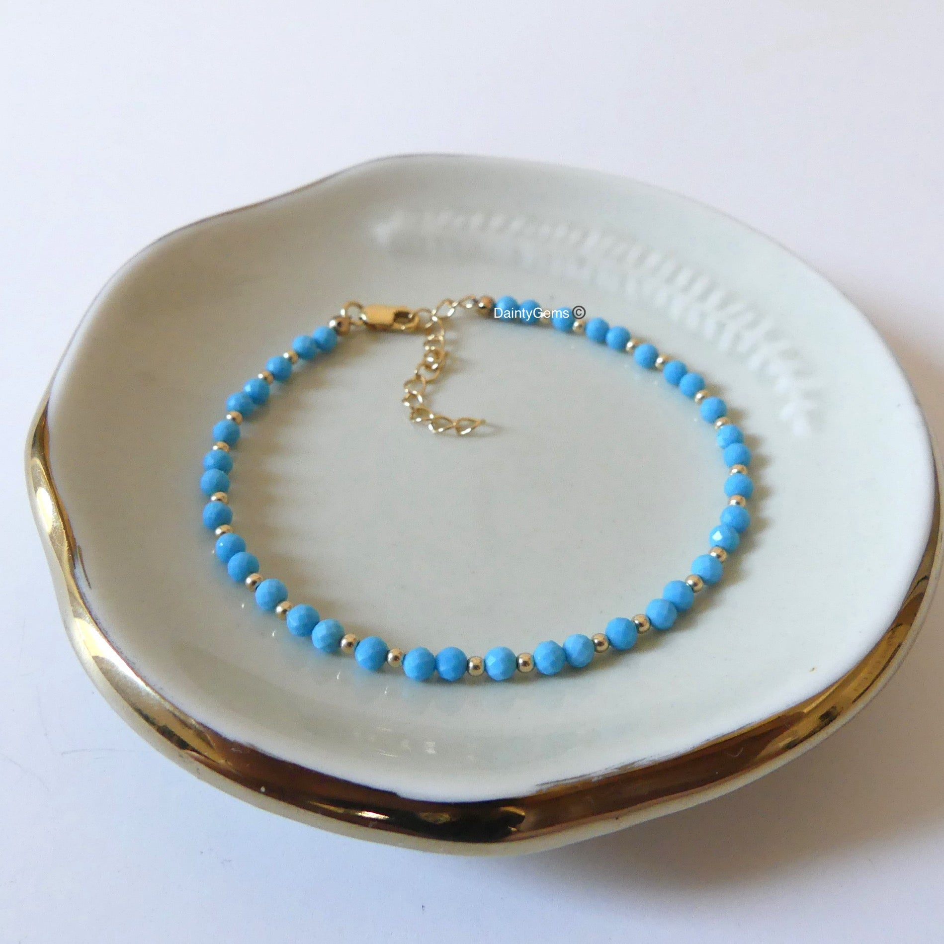 dainty sleeping beauty turquoise bracelet