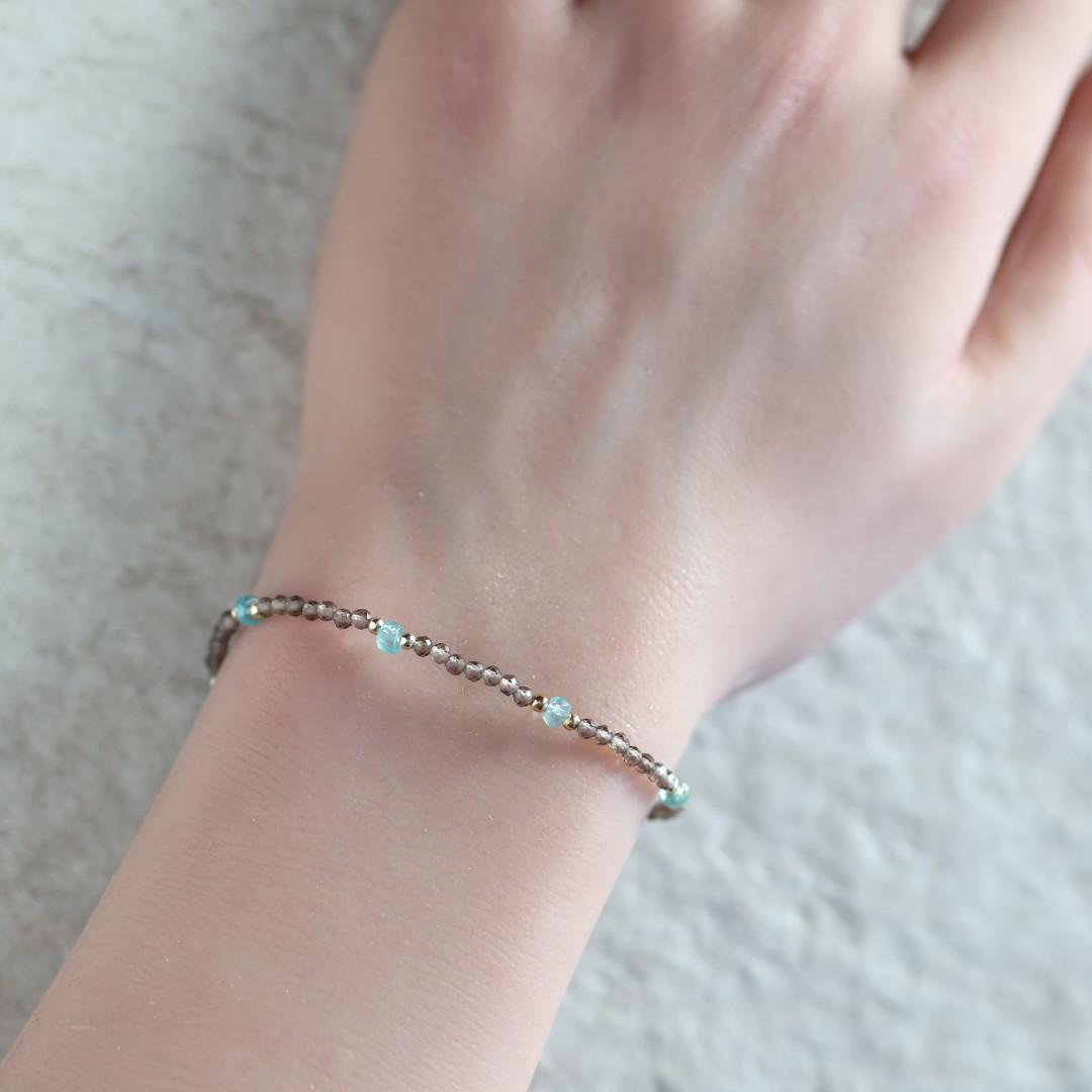 Dainty Smoky Quartz and Neon Apatite Bracelet