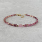 dainty smooth pink tourmaline bracelet October birthstone jewelry gift