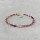 dainty smooth pink tourmaline bracelet October birthstone jewelry gift