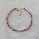 dainty smooth pink tourmaline bracelet October birthstone jewelry gift