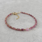 dainty smooth pink tourmaline bracelet October birthstone jewelry gift