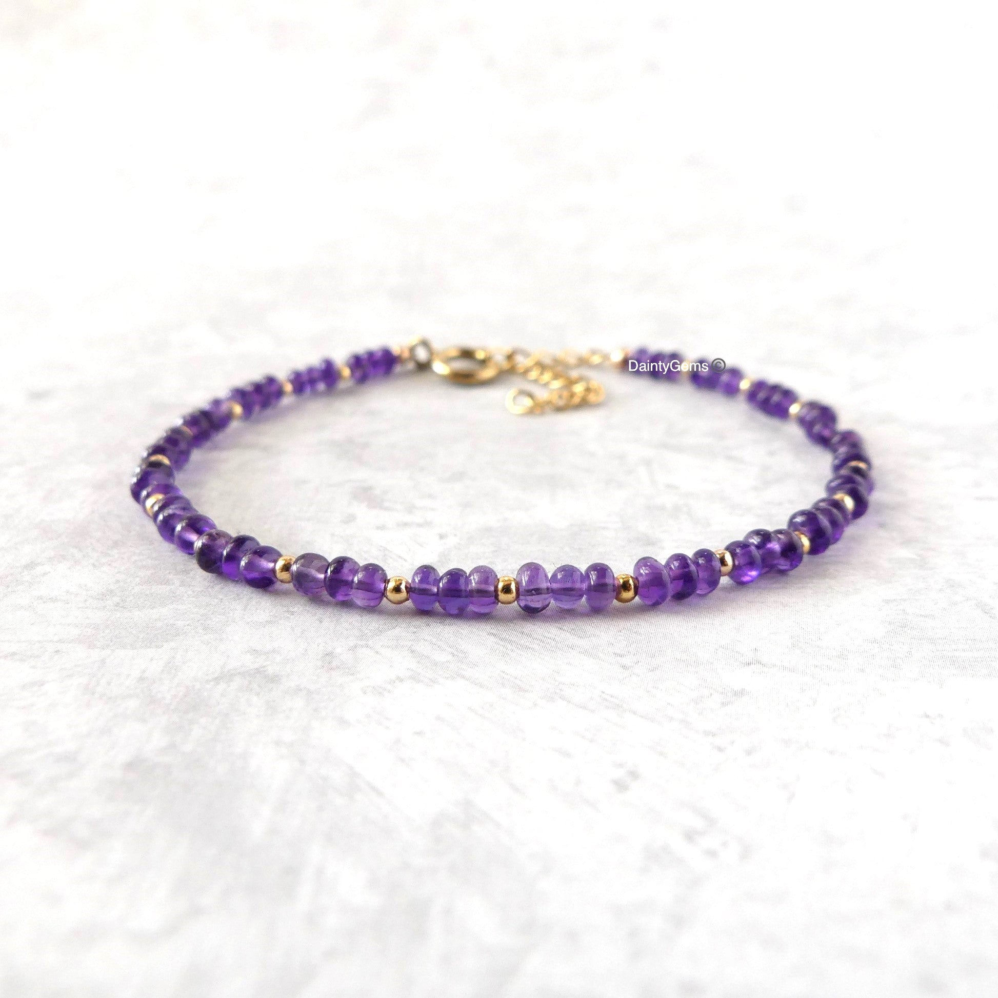 dainty amethyst bracelet February birthstone meaningful jewelry gift