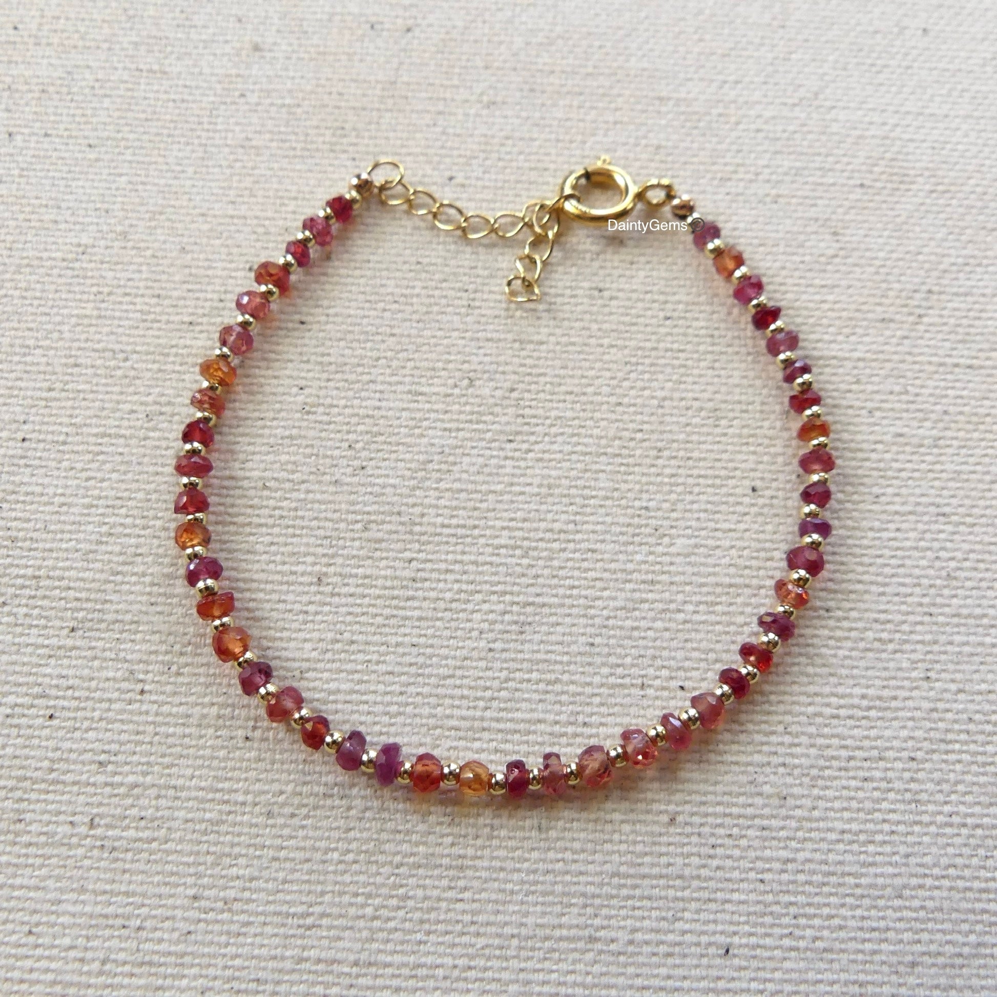 dainty songea red sapphire beaded bracelet delicate September birthstone   jewelry meaningful gift unique and handmade