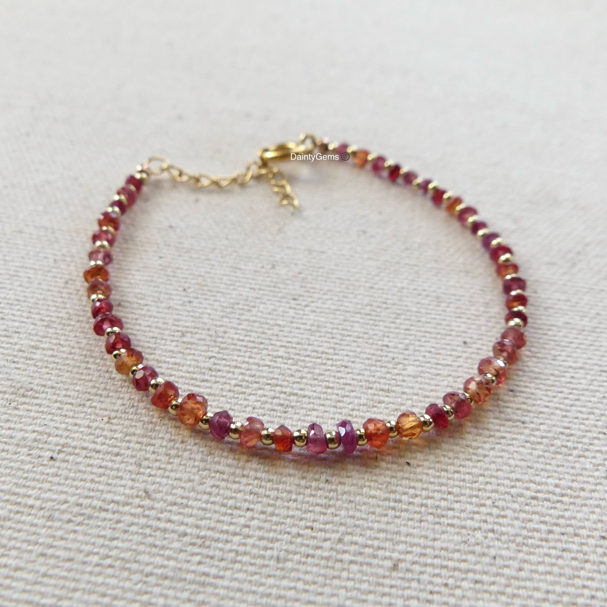 dainty songea red sapphire beaded bracelet delicate September birthstone   jewelry meaningful gift unique and handmade