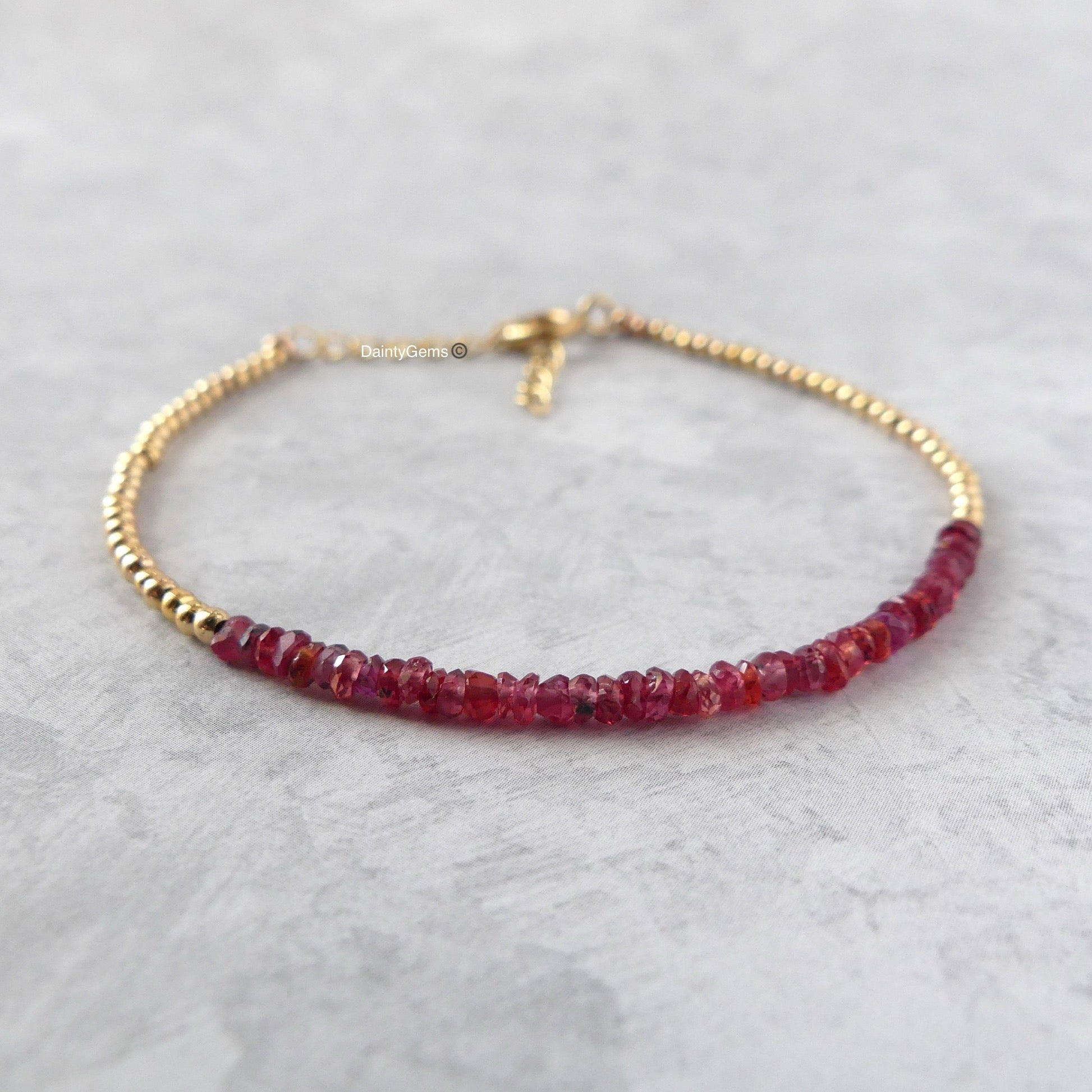 dainty rare Songea sapphire bracelet red sapphire jewelry September birthstone unique gift