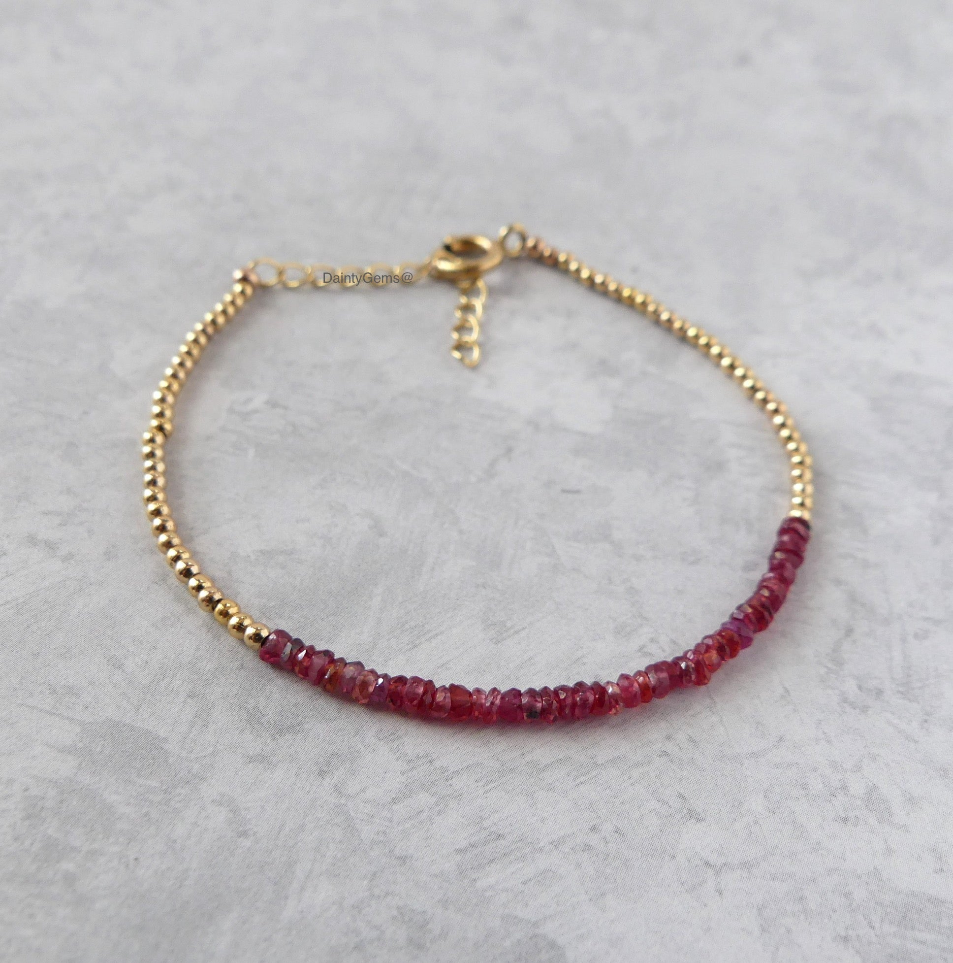 dainty rare Songea sapphire bracelet red sapphire jewelry September birthstone unique gift