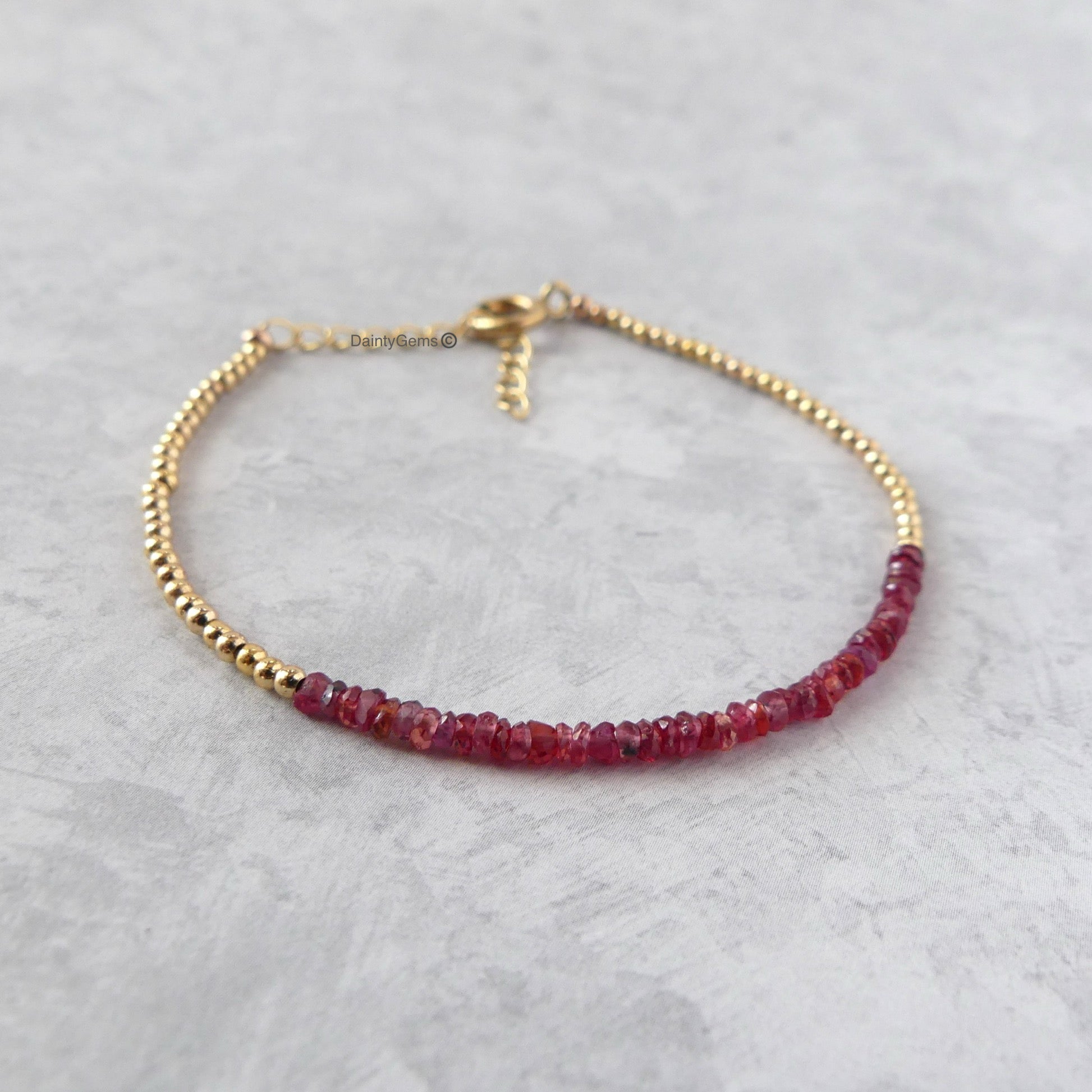 dainty rare Songea sapphire bracelet red sapphire jewelry September birthstone unique gift