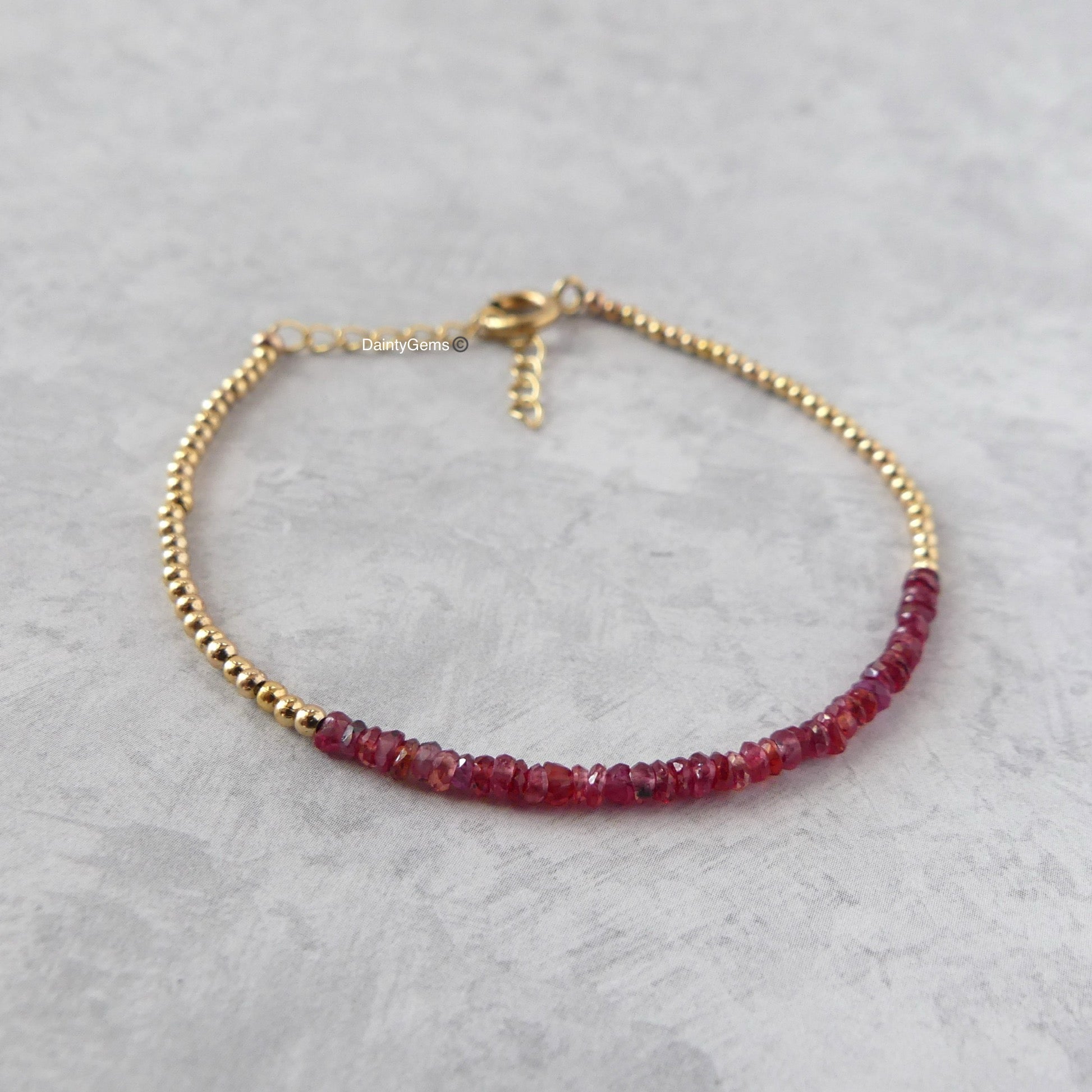 dainty rare Songea sapphire bracelet red sapphire jewelry September birthstone unique gift