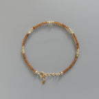 Dainty Spessartine Garnet Bracelet Citrine Gold Filled Beaded Jewelry Minimalist Skinny Bracelet Birthstone Bracelet Gift Bridesmaids