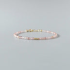 Tiny Strawberry Quartz Bracelet Dainty Gemstone Beaded Bracelet Minimalist Jewelry Self Love Gift Self Care Birthday Gift Bridesmaid Wife