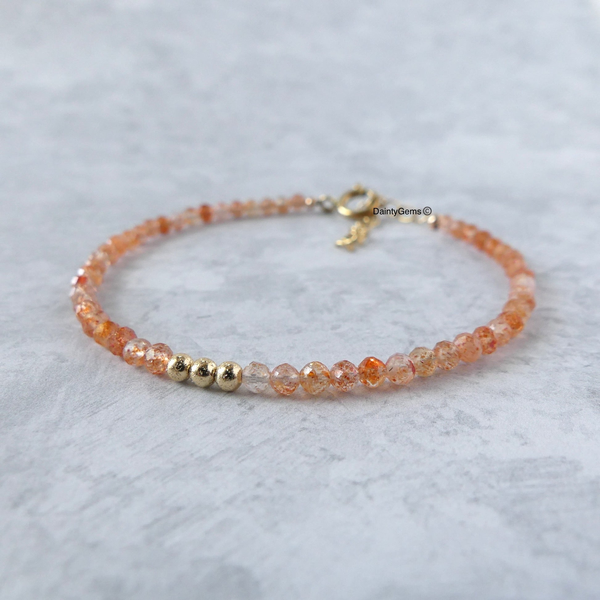 dainty sunstone bracelet positivity meaningful jewelry gift unique handcrafted