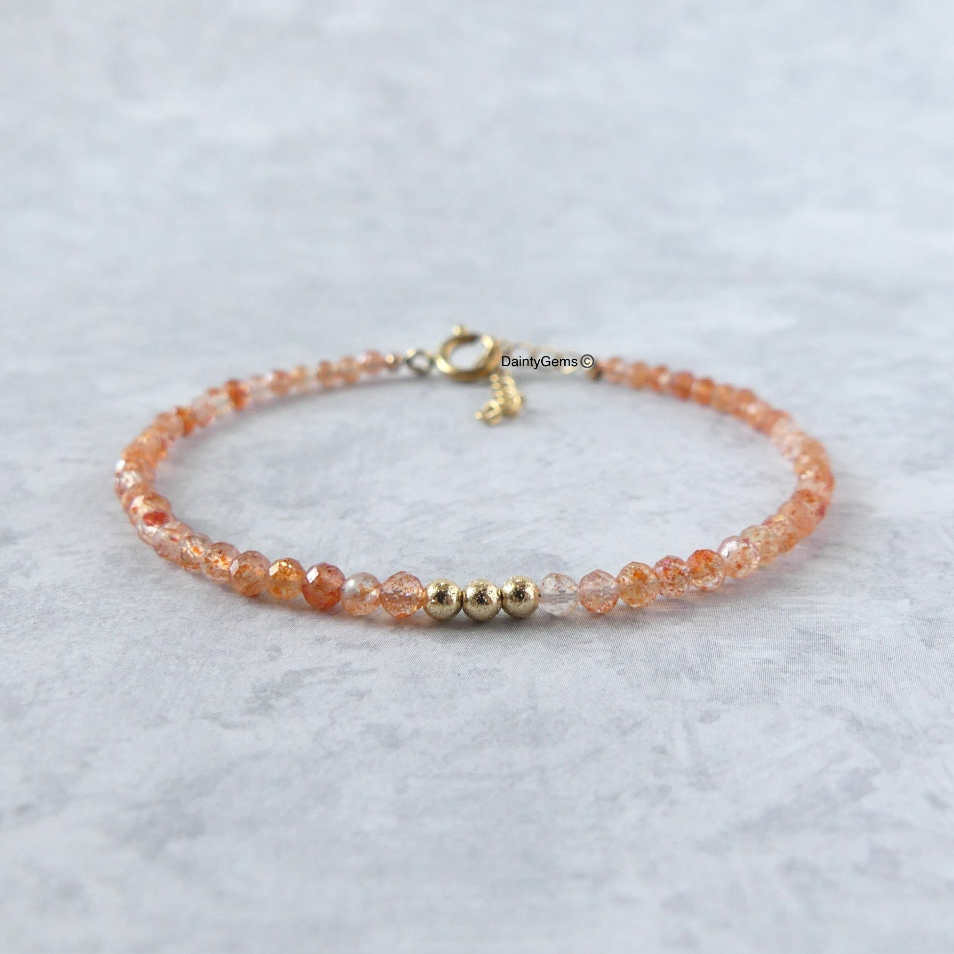 dainty sunstone bracelet positivity meaningful jewelry gift unique handcrafted