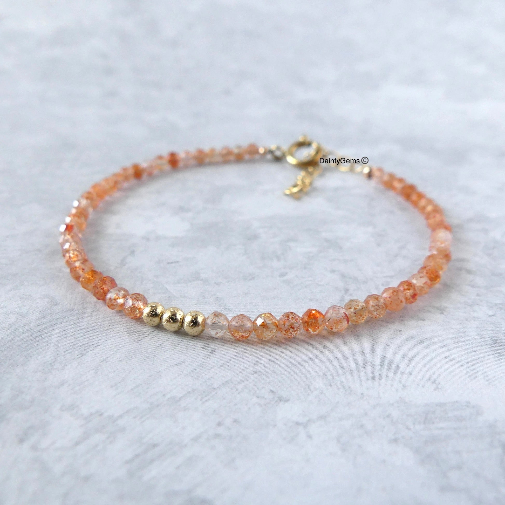 dainty sunstone bracelet positivity meaningful jewelry gift unique handcrafted