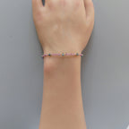 Tiny Teal Kyanite Bracelet Dainty Pink Garnet Gold Filled Beaded Bracelet Minimalist Jewelry Everyday Thin Bracelet Birthday Gift for Women