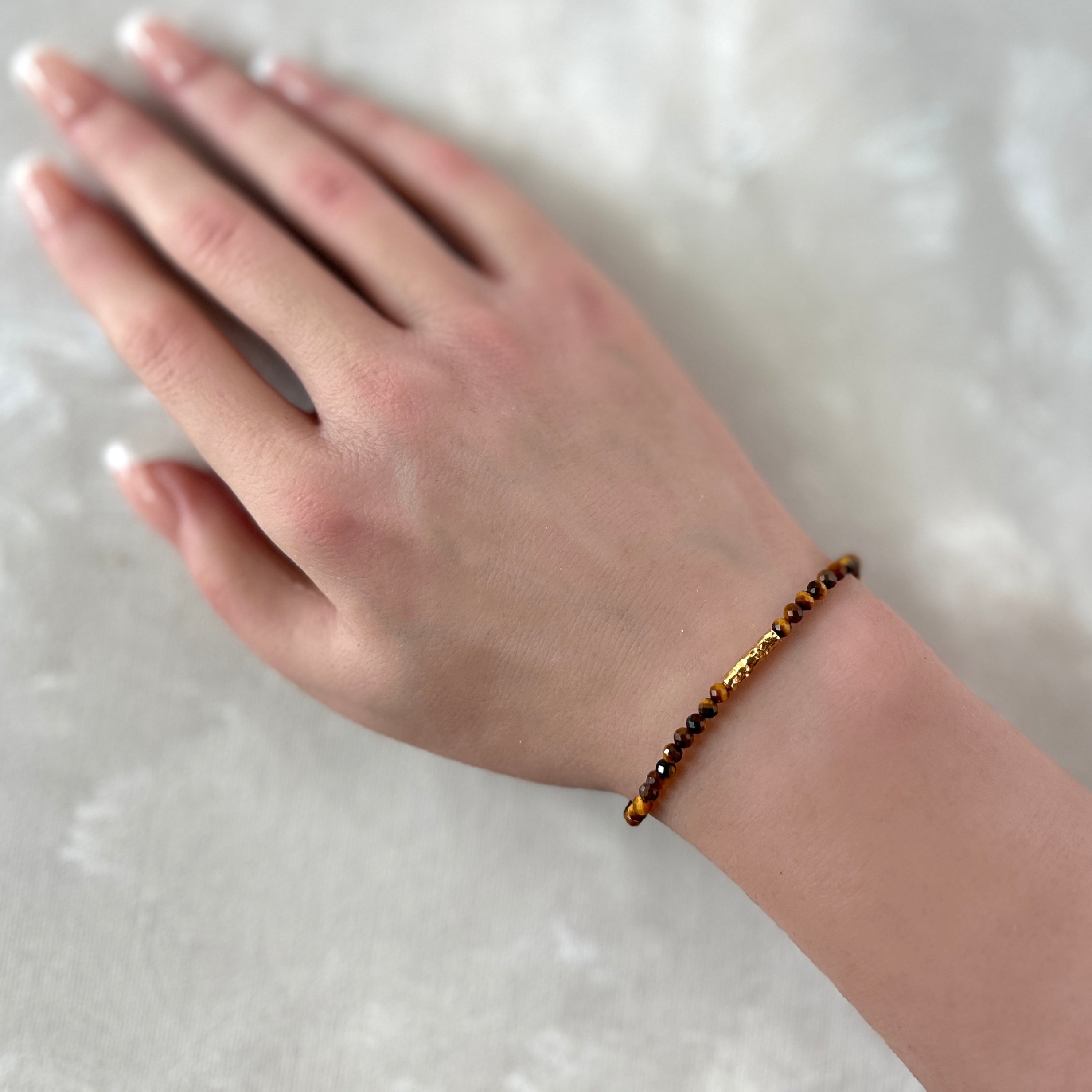 dainty tiger's eye bracelet gold