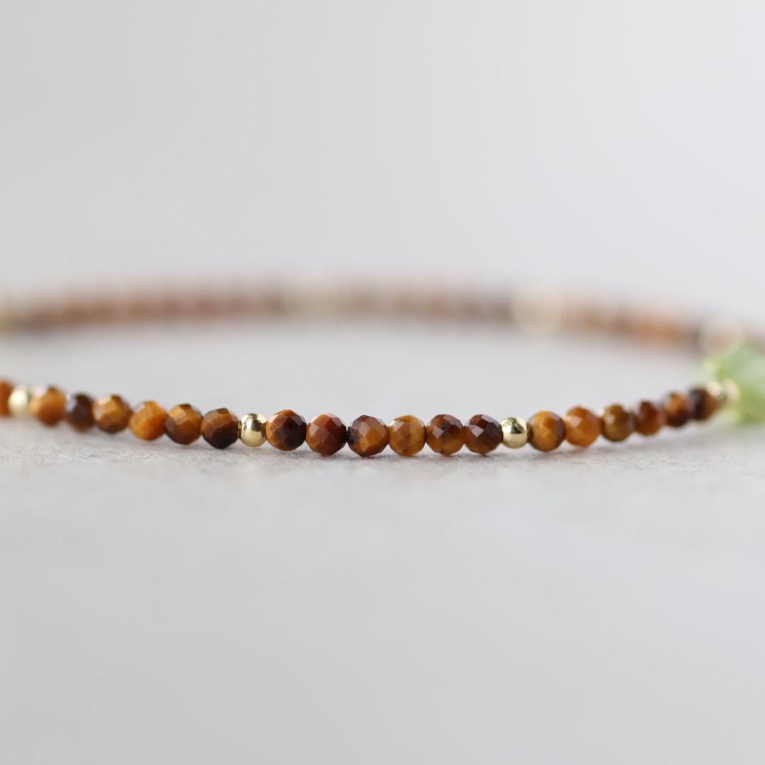 Tiny Tiger Eye Bracelet Dainty Gemstone Beaded Jewelry Tiger's eye Stacking Trendy Bracelet Peridot Minimalist Jewelry Birthday Gift Mom