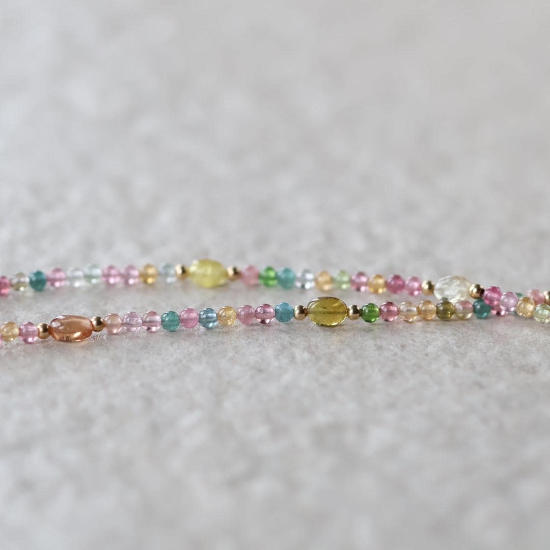Dainty Watermelon Tourmaline Necklace Beaded Choker Colorful Layering Gemstone Crystal Minimalist Jewelry Birthday Gift October Birthstone