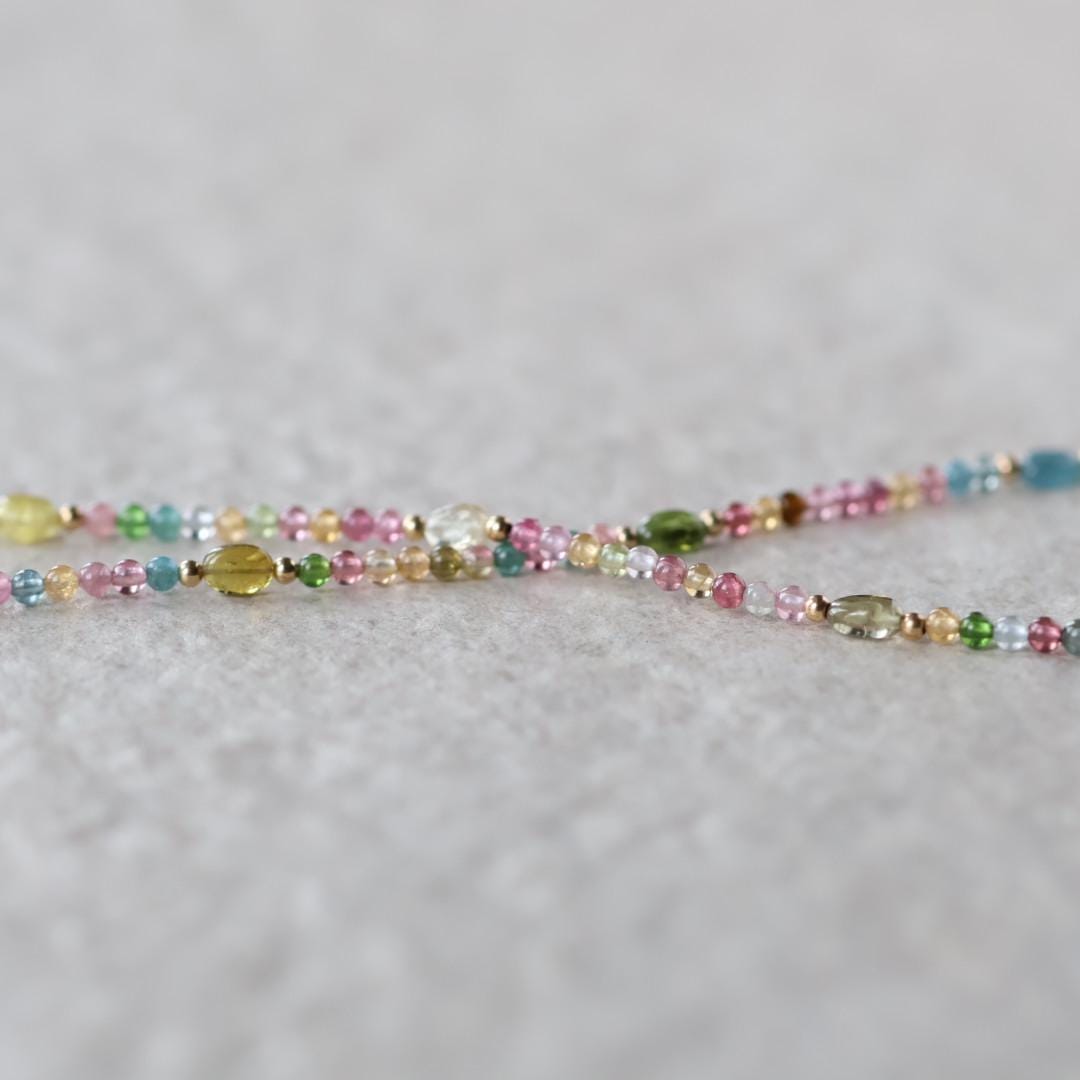 Dainty Watermelon Tourmaline Necklace Beaded Choker Colorful Layering Gemstone Crystal Minimalist Jewelry Birthday Gift October Birthstone