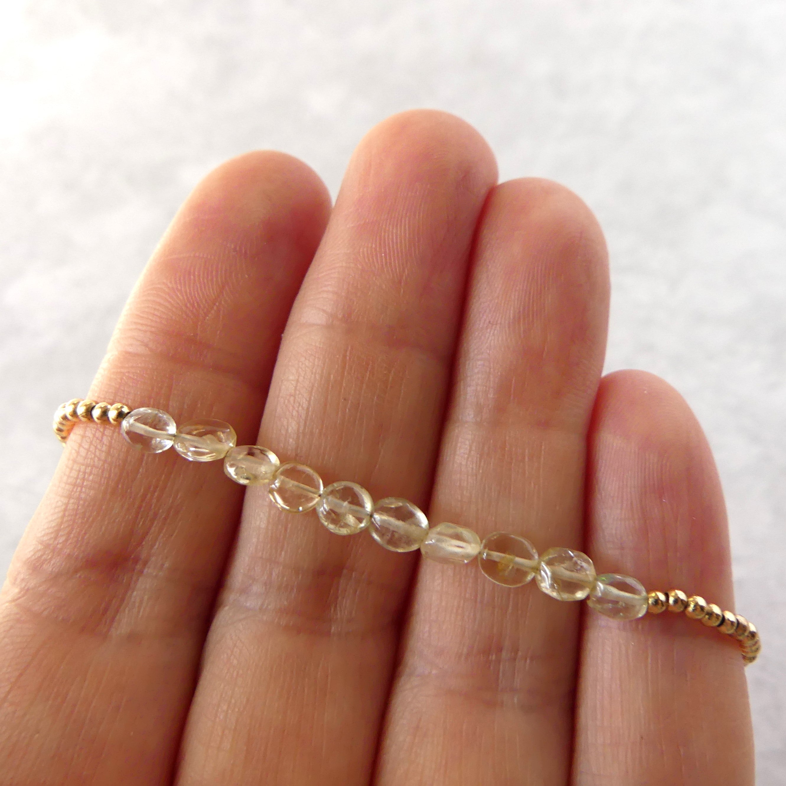 tiny genuine yellow aquamarine bracelet gold filled or silver March birthstone jewelry gift