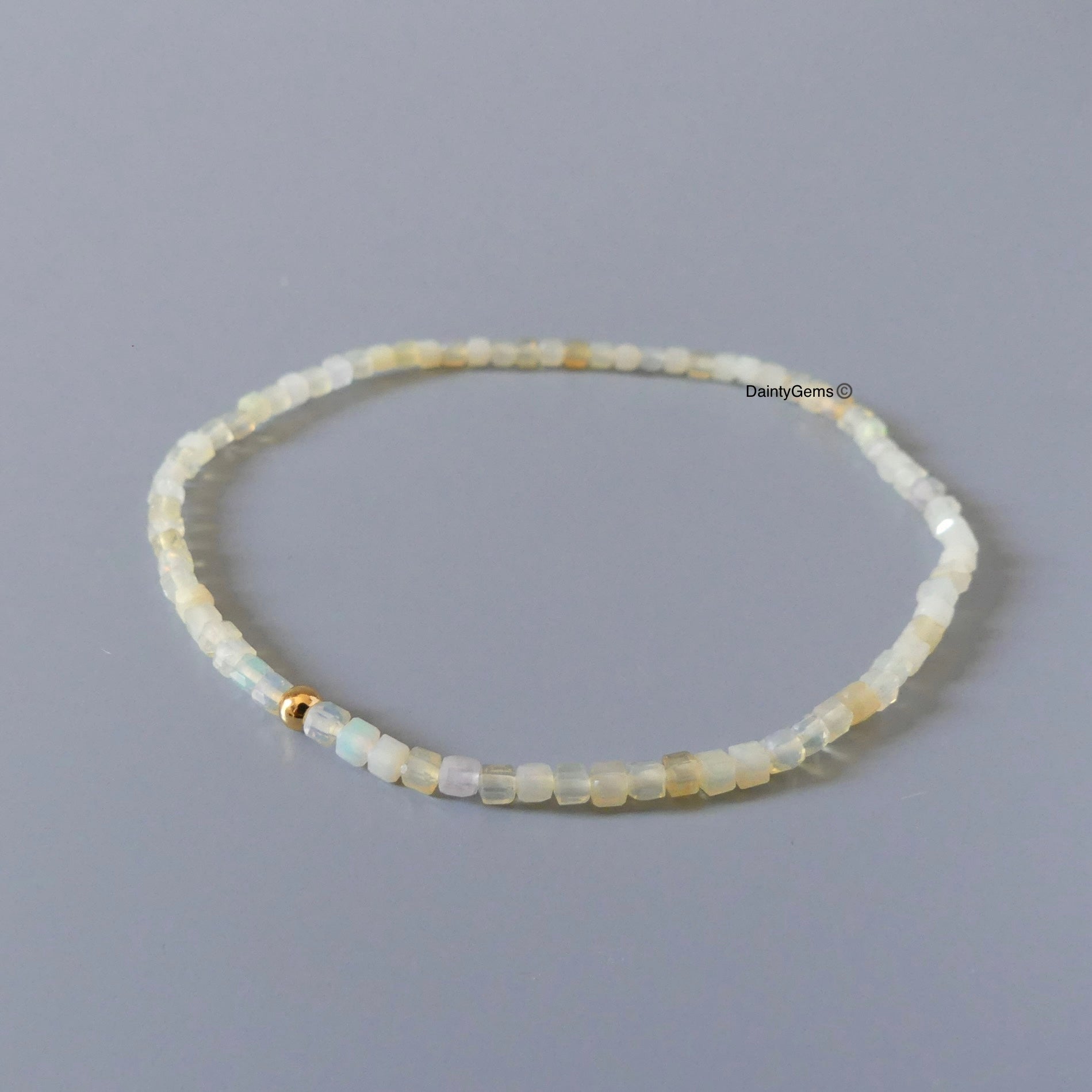 skinny yellow Ethiopian opal stretch bracelet