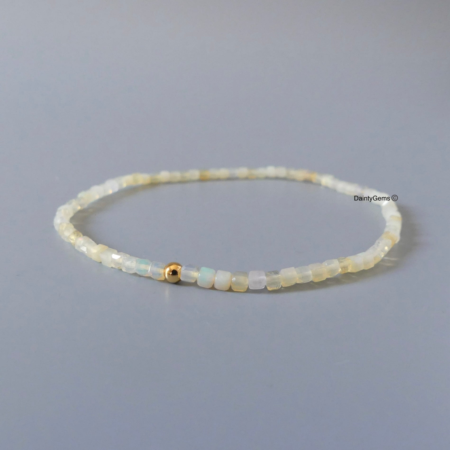 delicate yellow Ethiopian opal stretch bracelet