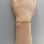 Dainty Emerald Bracelet Simple Zambian Emerald Beaded Green Crystal Jewelry Minimalist May Birthstone Gift 20th Anniversary Bridesmaid Gift