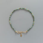 Dainty Emerald Bracelet Simple Zambian Emerald Beaded Green Crystal Jewelry Minimalist May Birthstone Gift 20th Anniversary Bridesmaid Gift