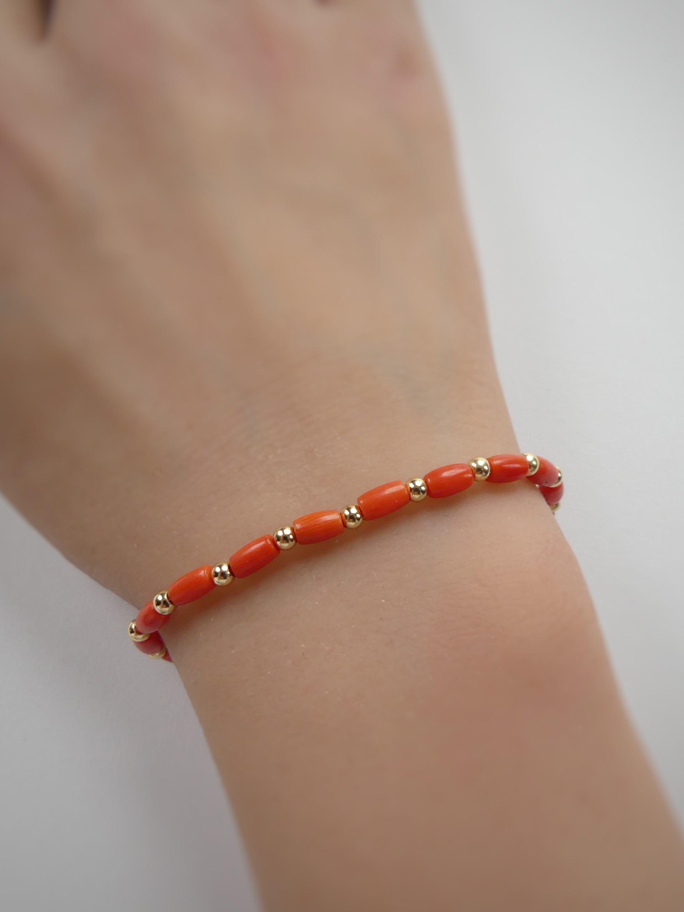dainty italian coral bracelet gold filled jewelry coral handmade gift for women