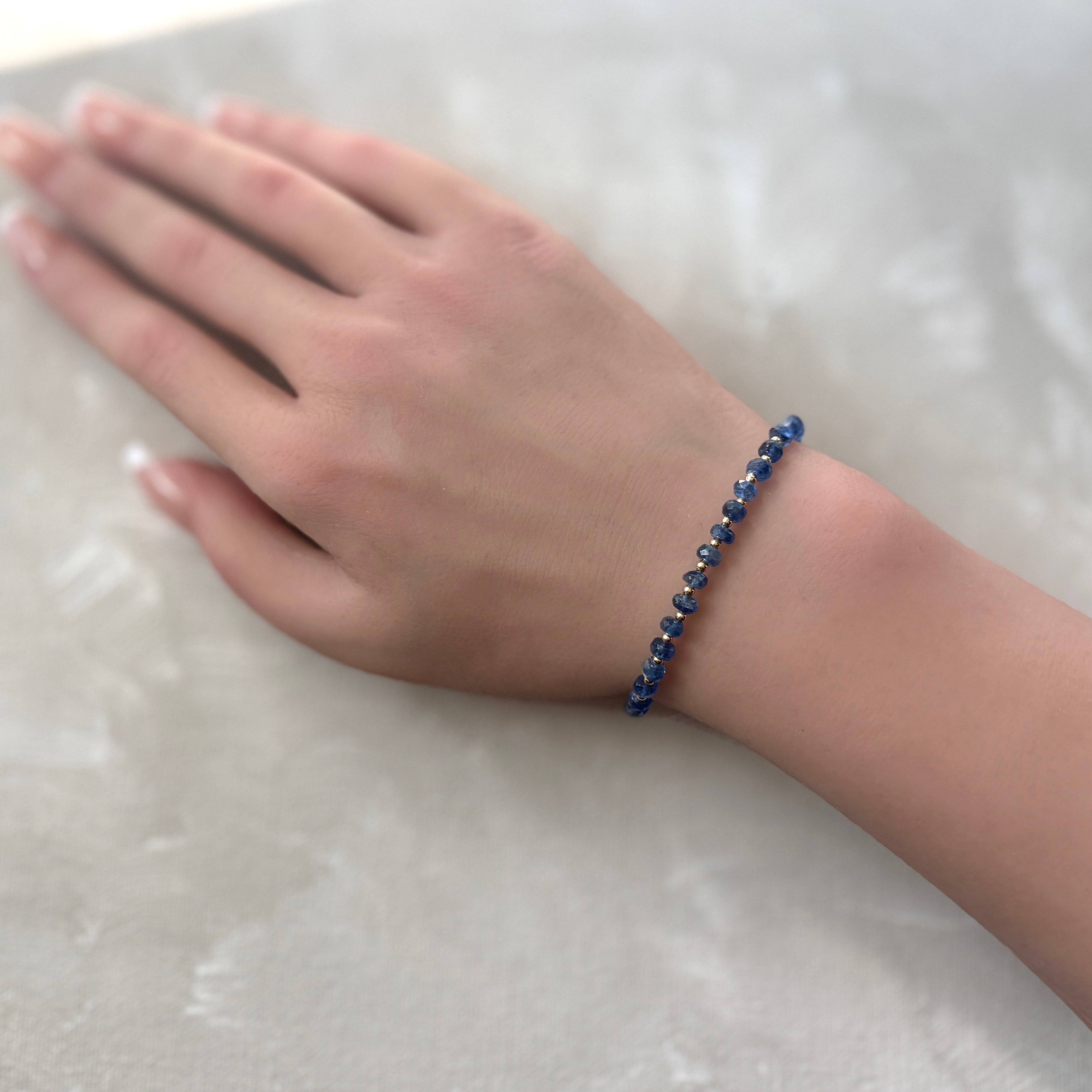 delicate blue kyanite beaded bracelet dainty kyanite jewelry meaningful gift unique handmade homemade