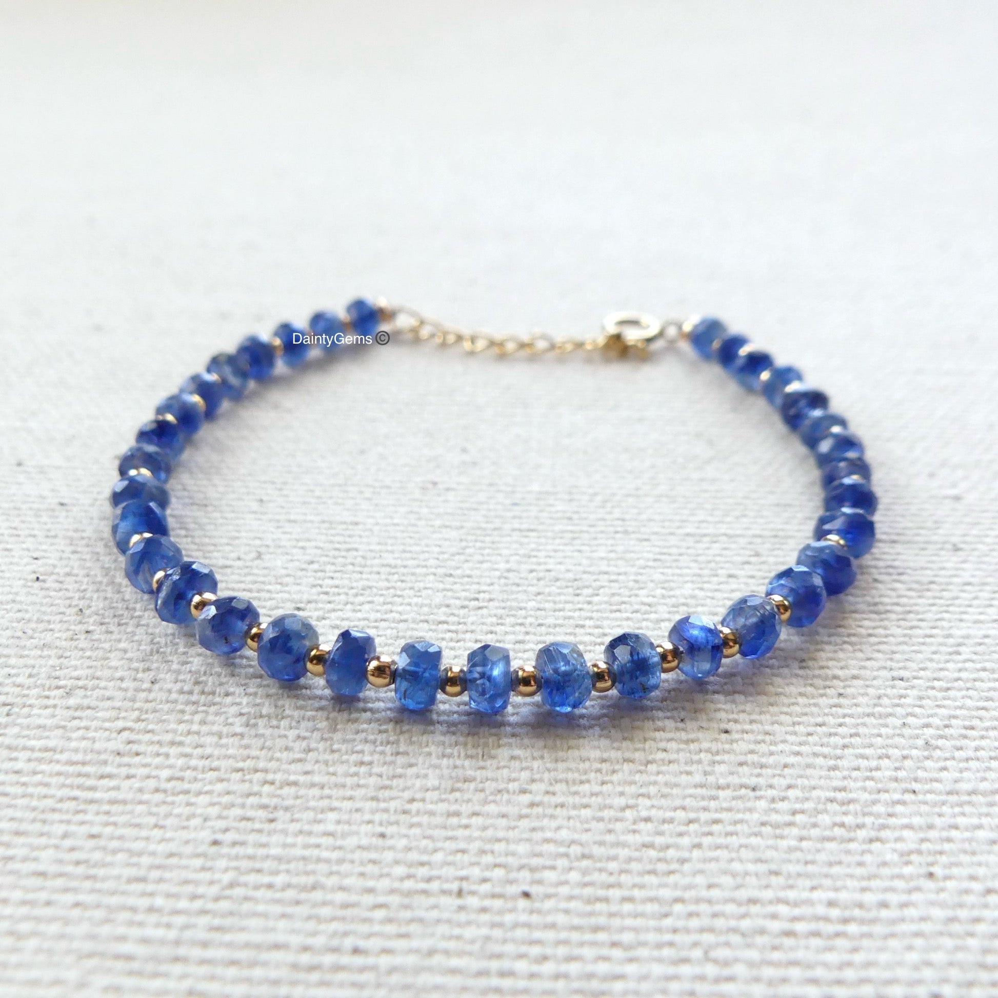 delicate blue kyanite beaded bracelet dainty kyanite jewelry meaningful gift unique handmade homemade