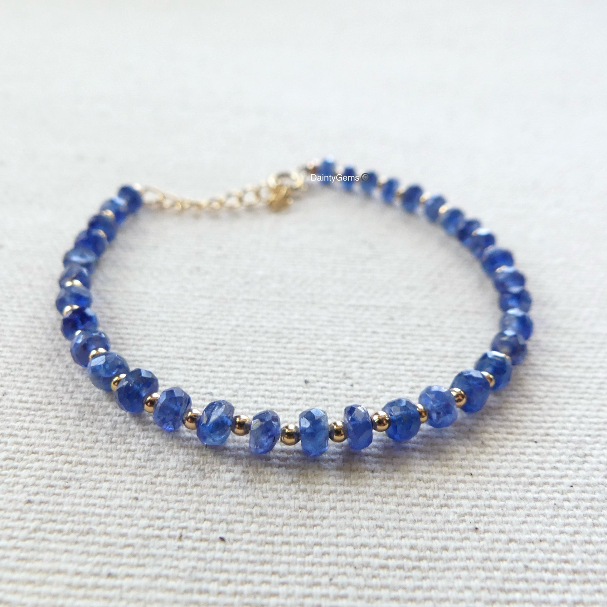 delicate blue kyanite beaded bracelet dainty kyanite jewelry meaningful gift unique handmade homemade