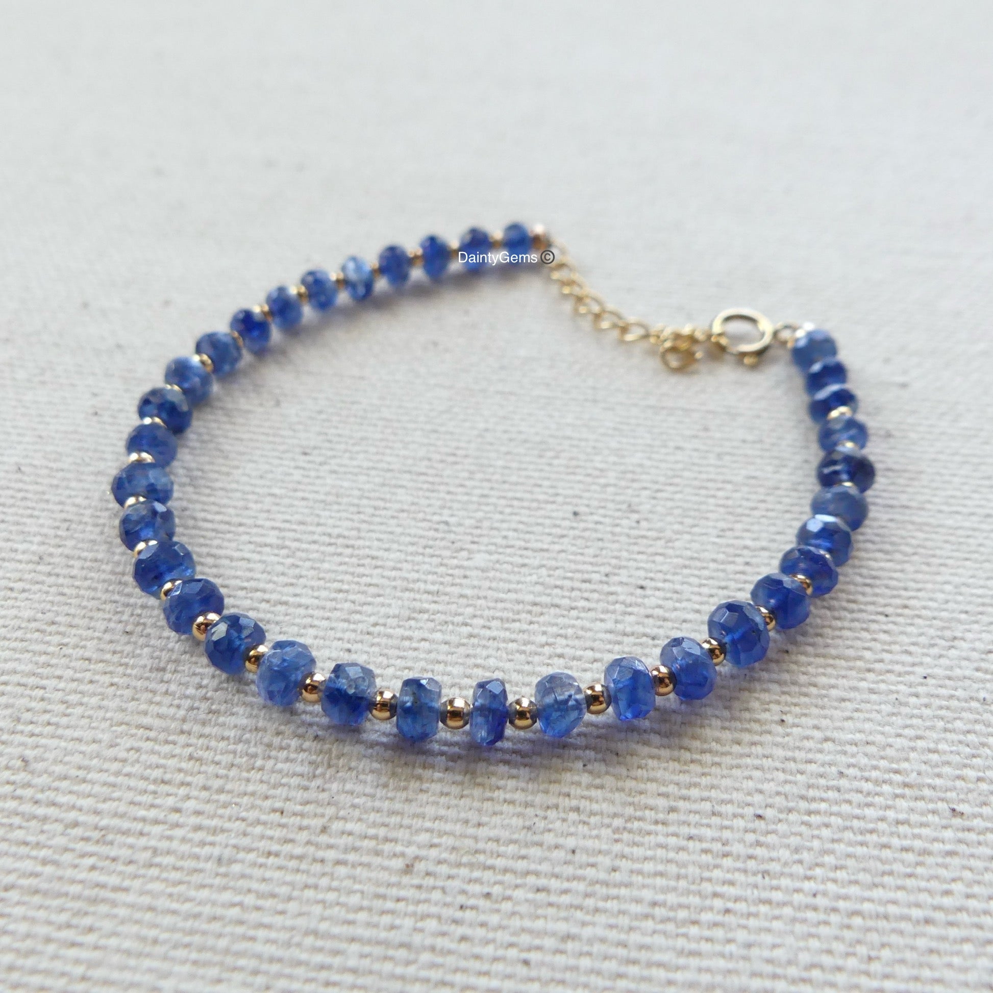 delicate blue kyanite beaded bracelet dainty kyanite jewelry meaningful gift unique handmade homemade