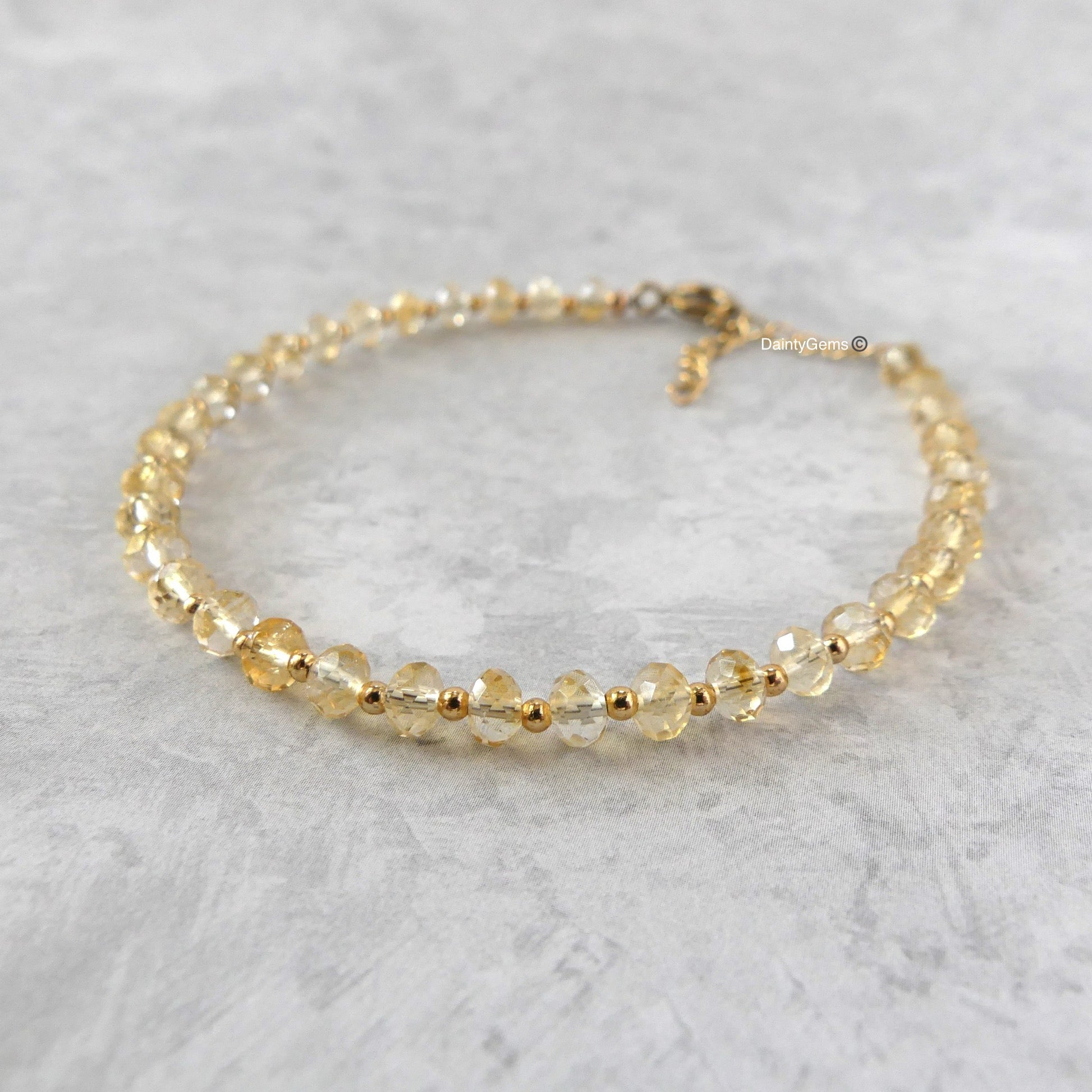 dainty natural citrine bracelet November birthstone jewelry meaningful gift