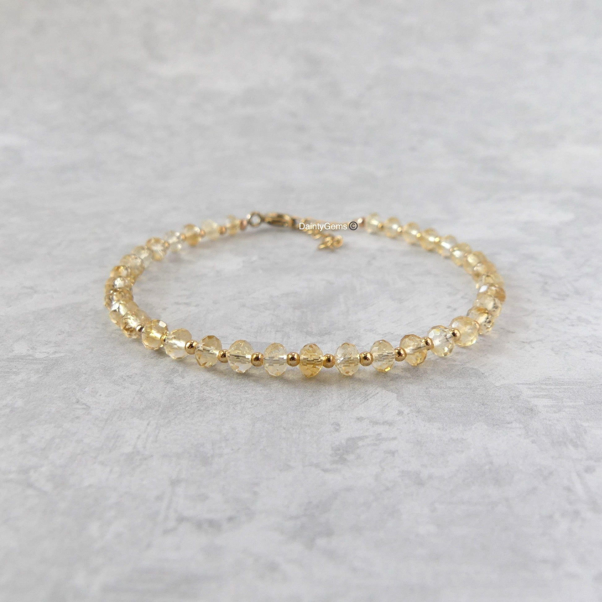 dainty natural citrine bracelet November birthstone jewelry meaningful gift