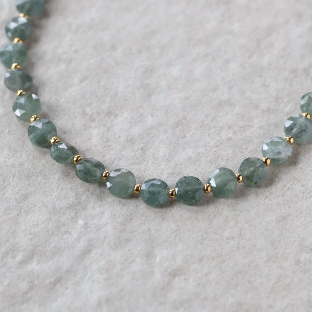 Dainty Moss Aquamarine Necklace Beaded Choker Layering Simple Necklace Minimalist Jewelry Gift March Birthstone Mom Wife Bridesmaids